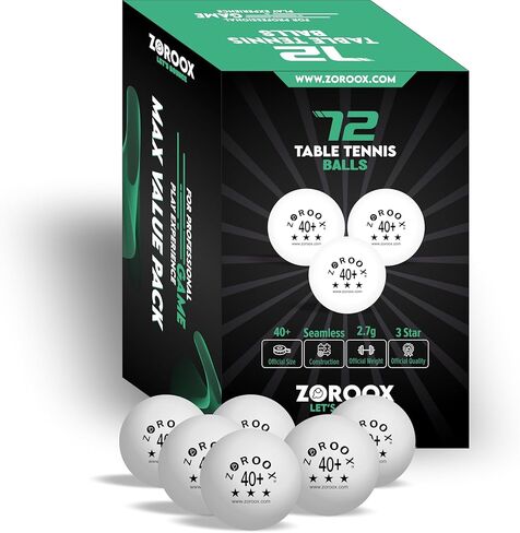 كرات تنس طاولة 3 نجوم عالية الأداء من ZOROOOX -72 | أبيض | أكثر من 40 كرة بينج بونج من فئة ABS للمنافسة in Kuwait