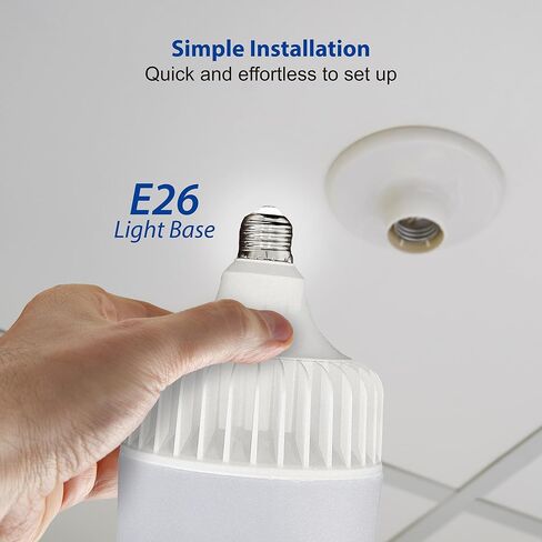 لمبة إضاءة LED، ما يعادل 36 وات، 5000 لومن، ضوء نهاري أبيض 5000 ك، عمر افتراضي يصل إلى 50000 ساعة، غير قابلة لتعديل الضوء، قاعدة قياسية E26، للمستودع أو ورشة العمل أو المرآب، قطعة واحدة in Saudi Arabia