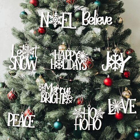 9 Pcs Christmas Word Sign Ornaments Xmas Wooden Cutout Letter Hanging Craft Wall Decor Believe Sign Joy Peace Sign Farmhouse Christmas Tree Decorations Winter Party Supplies (Gold, Chic) in Kuwait