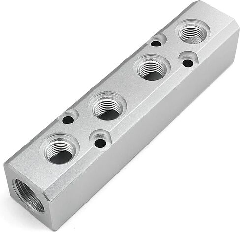 4 Way Pneumatic Manifold Air Distribution Block, Aluminum Alloy Air Compressor Manifold Distribution Block, G1/2 Supply Port, G1/4-Inch Output Port (4 Way 6 Port) in Saudi Arabia