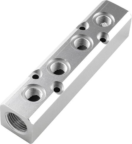 4 Way Pneumatic Manifold Air Distribution Block, Aluminum Alloy Air Compressor Manifold Distribution Block, G1/2 Supply Port, G1/4-Inch Output Port (4 Way 6 Port) in Saudi Arabia