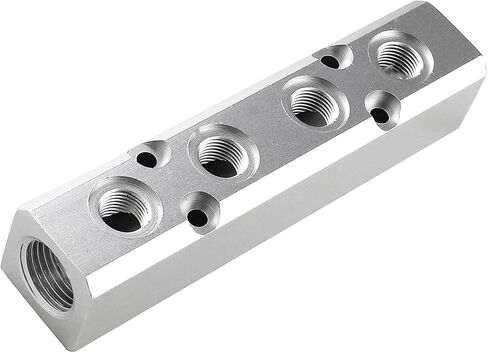 4 Way Pneumatic Manifold Air Distribution Block, Aluminum Alloy Air Compressor Manifold Distribution Block, G1/2 Supply Port, G1/4-Inch Output Port (4 Way 6 Port) in Saudi Arabia