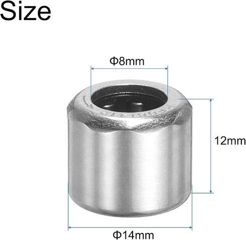 uxcell 2 Pcs HF081412 Needle Roller Bearings One Way Bearing 8x14x12mm, Stainless Steel Bearing in Saudi Arabia