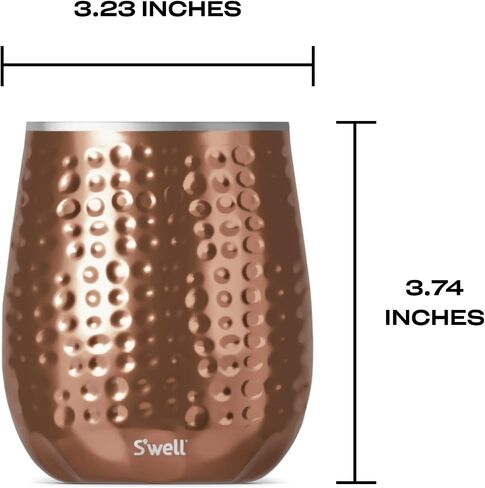 كوب نبيذ من الفولاذ المقاوم للصدأ من S'well، سعة 9 أونصة، ذهبي كالاكاتا، حاوية معزولة بالفراغ ثلاثية الطبقات تحافظ على المشروبات باردة لفترة أطول، أدوات بار خالية من مادة BPA in Kuwait