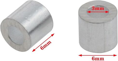 AYLIFU 1/8 "سلك ألومنيوم حبل كم الألومنيوم العقص حلقة كم لحبل الأسلاك والكابل ثقب واحد نوع دائري 100 قطعة in Saudi Arabia