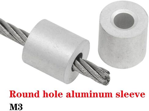 AYLIFU 1/8 "سلك ألومنيوم حبل كم الألومنيوم العقص حلقة كم لحبل الأسلاك والكابل ثقب واحد نوع دائري 100 قطعة in Saudi Arabia