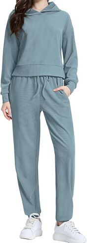 WIHOLL Two Piece Sets for Women Sweatsuit Hoodie and Sweatpants Sets Airport Fashion Outfits Tracksuit with Pocket in Saudi Arabia