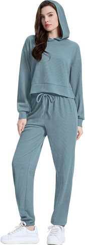 WIHOLL Two Piece Sets for Women Sweatsuit Hoodie and Sweatpants Sets Airport Fashion Outfits Tracksuit with Pocket in Saudi Arabia