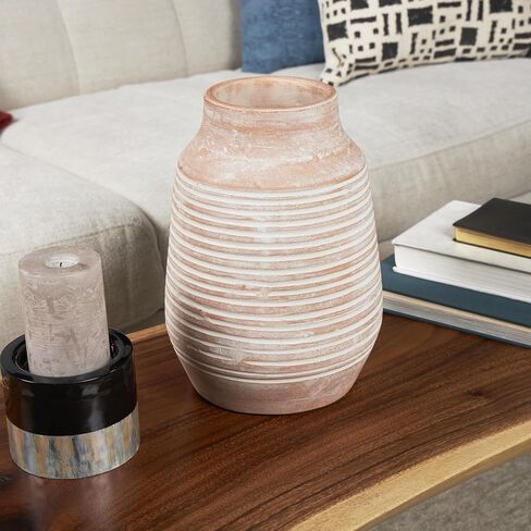Deco 79 Ceramic Decorative Vase Terracotta Jug Centerpiece Vase with Handles, Flower Vase for Home Decoration 9" x 9" x 16", Orange in Saudi Arabia