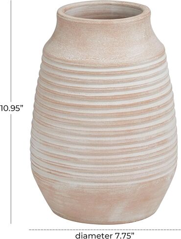 Deco 79 Ceramic Decorative Vase Terracotta Jug Centerpiece Vase with Handles, Flower Vase for Home Decoration 9" x 9" x 16", Orange in Saudi Arabia