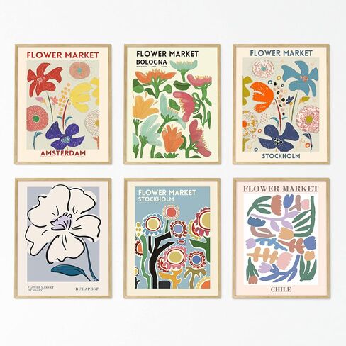 Flower Market Posters for Room Aesthetic Vintage Art Prints 8 X 10 Inch Set of 6 Posters for Room Aesthetic 90S Matisse Wall Art Posters & Prints for Girls Bedroom Office Aesthetic in Saudi Arabia