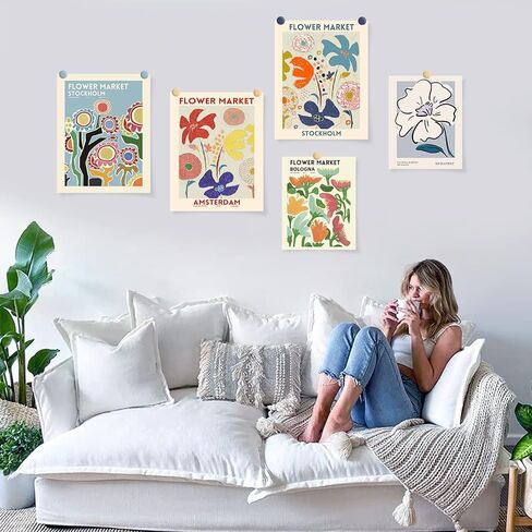 Flower Market Posters for Room Aesthetic Vintage Art Prints 8 X 10 Inch Set of 6 Posters for Room Aesthetic 90S Matisse Wall Art Posters & Prints for Girls Bedroom Office Aesthetic in Saudi Arabia