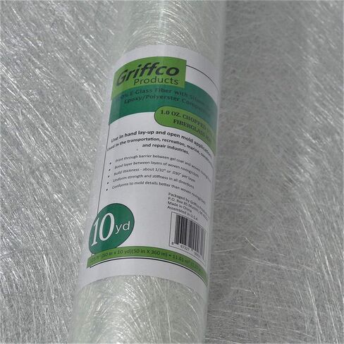 1 أوقية. حصيرة من الألياف الزجاجية المقطعة (متوافقة مع الإيبوكسي/البوليستر) - بعرض 10 ياردات × 50 بوصة - ملفوفة - لوضع اليد أو تعبئة الفراغ أو تركيبات التشكيل in Kuwait