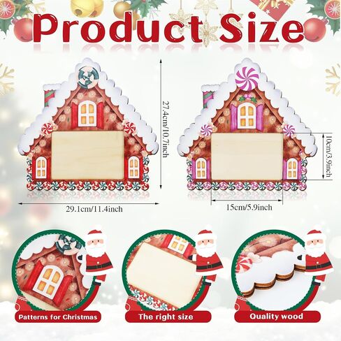 clothmile 2 Pieces Sparkle Snowflake Photo Frame 4x6 Inch Picture Display Winter Christmas Frame Decorations for Tabletop Wooden Frame Home Decorative Xmas Holiday Gift (Gingerbread House) in Saudi Arabia