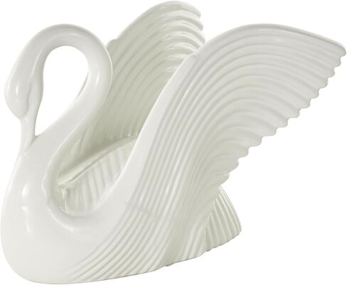 Deco 79 Ceramic Swan Decorative Sculpture Home Decor Statue with Textured Grooves, Accent Figurine 11" x 7" x 8", Silver in Saudi Arabia