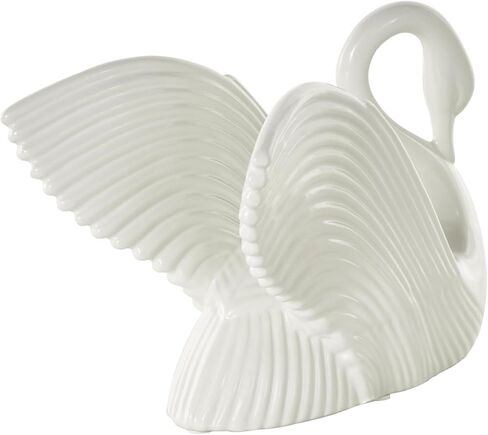 Deco 79 Ceramic Swan Decorative Sculpture Home Decor Statue with Textured Grooves, Accent Figurine 11" x 7" x 8", Silver in Saudi Arabia