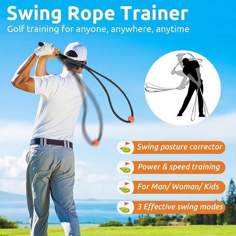 Golf Swing Rope Trainer - Golf Swing Training Aid for Beginner Indoor Outdoor Golf Practice, Warm-up Exercise Posture Corrector, Improved Speed & Power Practice Equipment with Storage Bag for Golfer in Saudi Arabia
