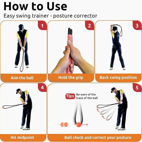 Golf Swing Rope Trainer - Golf Swing Training Aid for Beginner Indoor Outdoor Golf Practice, Warm-up Exercise Posture Corrector, Improved Speed & Power Practice Equipment with Storage Bag for Golfer in Saudi Arabia