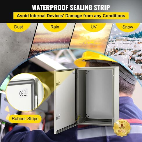 VEVOR NEMA Steel Enclosure, 16 x 12 x 8'' NEMA 4X Steel Electrical Box, IP66 Waterproof & Dustproof, Outdoor/Indoor Electrical Junction Box, with Mounting Plate in Saudi Arabia