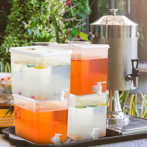 Domensi 2 Pack 2.5 Gallon Drink Dispenser for Fridge with Spigot Water Dispenser Leak Proof Lids Filter Screen Beverage Juice Container Sealed Plastic Lemonade Milk Cold Hot Drink Tea Jug for Party in Saudi Arabia