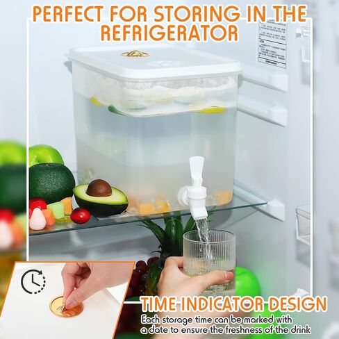 Domensi 2 Pack 2.5 Gallon Drink Dispenser for Fridge with Spigot Water Dispenser Leak Proof Lids Filter Screen Beverage Juice Container Sealed Plastic Lemonade Milk Cold Hot Drink Tea Jug for Party in Saudi Arabia