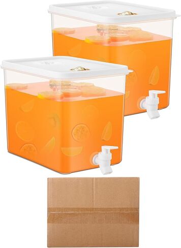 Domensi 2 Pack 2.5 Gallon Drink Dispenser for Fridge with Spigot Water Dispenser Leak Proof Lids Filter Screen Beverage Juice Container Sealed Plastic Lemonade Milk Cold Hot Drink Tea Jug for Party in Saudi Arabia