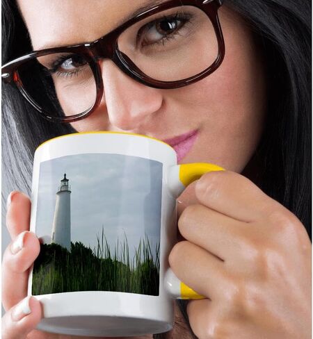 3dRose mug_57624_4 "Oracoke Lighthouse The Outer Banks" Two Tone Black Mug, 11 oz, Multicolor in Saudi Arabia