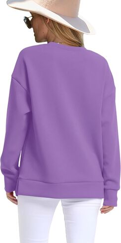 Saloogoe Womens Casual Loose Fit Sweatshirt Trendy Tops Crewneck Side Split Long Sleeve Shirts in Saudi Arabia