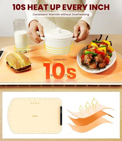 Food Warming Mat for Buffet, VEPOKA Electric Warming Tray to Keep Food Warm at Party, Silicone Heating Mat with 7 Temperature Levels& Auto Shut-Off, Food Warmers for Parties, Gatherings, Everyday Use in Saudi Arabia