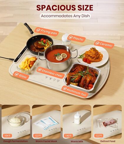Food Warming Mat for Buffet, VEPOKA Electric Warming Tray to Keep Food Warm at Party, Silicone Heating Mat with 7 Temperature Levels& Auto Shut-Off, Food Warmers for Parties, Gatherings, Everyday Use in Saudi Arabia