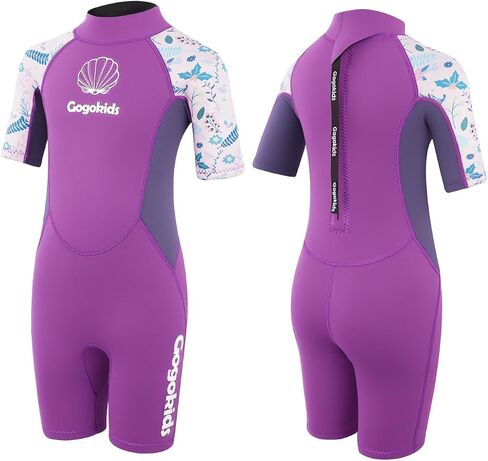 Gogokids Kids Wetsuit, Youth 2.5mm Neoprene Thermal Wet Suits, Short Sleeve Back Zip Sun Protection Swimsuits for Swimming, Diving, Surfing Lessons in Kuwait