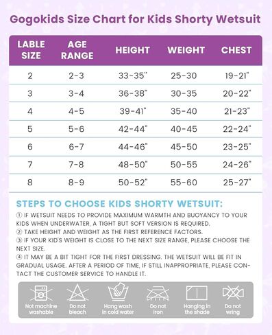 Gogokids Kids Wetsuit, Youth 2.5mm Neoprene Thermal Wet Suits, Short Sleeve Back Zip Sun Protection Swimsuits for Swimming, Diving, Surfing Lessons in Kuwait