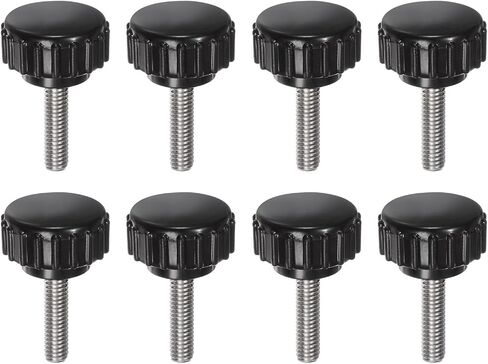 uxcell 8pcs Knurled Clamping Knobs M3 x 6mm Metric Zinc Plated Carbon Steel Male Thread Thumb Screw on Type 14mm Plastic Round Head Threaded Hand Bolt Stud Knobs Black in Saudi Arabia