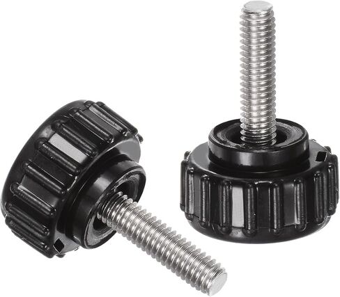uxcell 8pcs Knurled Clamping Knobs M3 x 6mm Metric Zinc Plated Carbon Steel Male Thread Thumb Screw on Type 14mm Plastic Round Head Threaded Hand Bolt Stud Knobs Black in Saudi Arabia