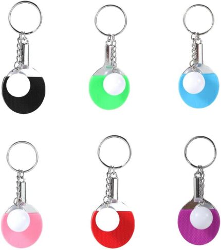 Pokinge 6Pcs Mini Table Tennis Racket Keychain Multicolor Table Tennis Racket Bag Pendant Creative Sports Keyring Accessories in Saudi Arabia