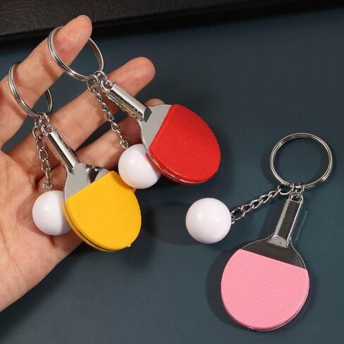 Pokinge 6Pcs Mini Table Tennis Racket Keychain Multicolor Table Tennis Racket Bag Pendant Creative Sports Keyring Accessories in Saudi Arabia