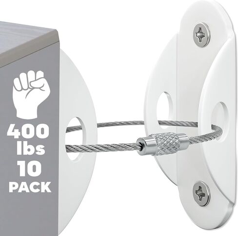 Anti Tip Furniture Anchors for Baby Proofing Premium Quality Upgraded Furniture Wall Anchors can Handle 400lbs Tension - Earthquake, Storm Resistant & Pet Safety Furniture Straps in Saudi Arabia