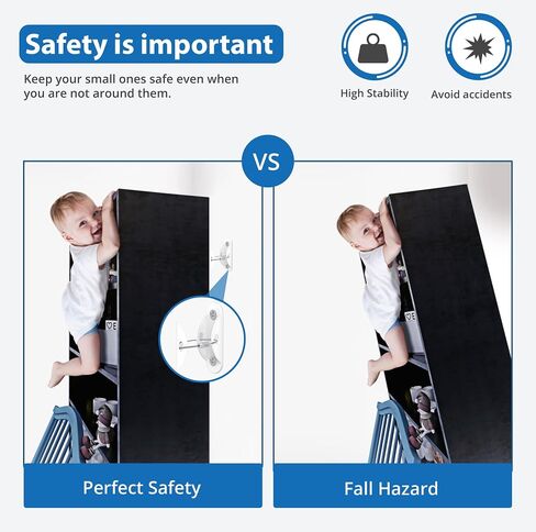 Anti Tip Furniture Anchors for Baby Proofing Premium Quality Upgraded Furniture Wall Anchors can Handle 400lbs Tension - Earthquake, Storm Resistant & Pet Safety Furniture Straps in Saudi Arabia