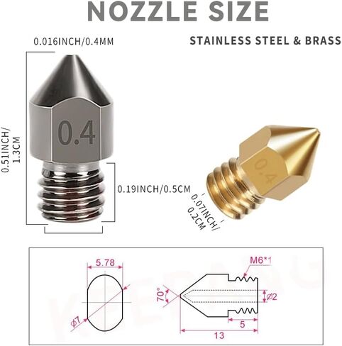 20 قطعة فوهات نحاسية 0.4 مم مجموعة ملحقات طارد الطابعة ثلاثية الأبعاد لـ V6 Hotend، بما في ذلك 4 قطع غطاء جوارب سيليكون مقاوم للحرارة ومفتاح ربط * 1 أداة تثبيت، تناسب طابعات i3 MK3/MK3S، Anet A8 in Saudi Arabia