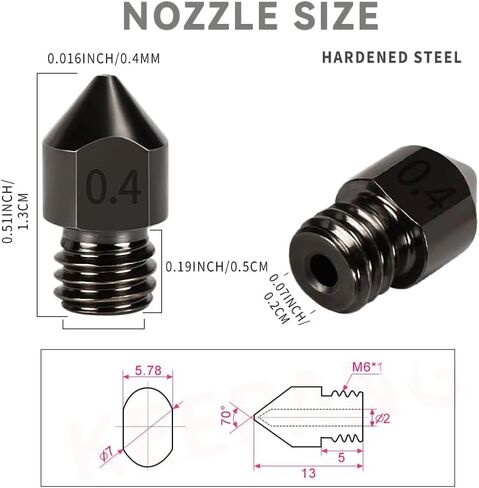 20 قطعة فوهات نحاسية 0.4 مم مجموعة ملحقات طارد الطابعة ثلاثية الأبعاد لـ V6 Hotend، بما في ذلك 4 قطع غطاء جوارب سيليكون مقاوم للحرارة ومفتاح ربط * 1 أداة تثبيت، تناسب طابعات i3 MK3/MK3S، Anet A8 in Saudi Arabia