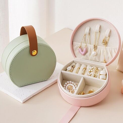 Personalized Travel Jewelry Case, Custom Leather Customized Jewelry Organizer Box w/Name & Birth Flower Month - Birthday Gifts for Women Mom Jewelry Travel Case in Saudi Arabia