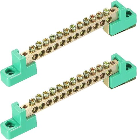 MECCANIXITY Terminal Ground Bar Screw Block Barrier Brass 12 Positions Green for Electrical Distribution Pack of 2 in Saudi Arabia