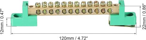 MECCANIXITY Terminal Ground Bar Screw Block Barrier Brass 12 Positions Green for Electrical Distribution Pack of 2 in Saudi Arabia