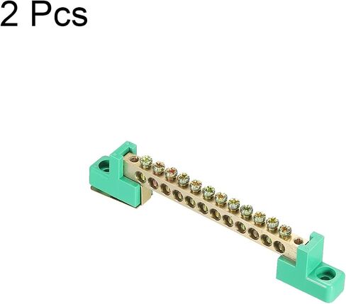 MECCANIXITY Terminal Ground Bar Screw Block Barrier Brass 12 Positions Green for Electrical Distribution Pack of 2 in Saudi Arabia