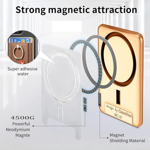 متوافق مع حافظة محفظة MagSafe التي تلتصق على جيب حامل بطاقة الائتمان المغناطيسي بحامل حلقي 360 درجة بنمط زهور لهاتف iPhone Samsung Android معظم الهواتف الذكية مقاس 5 بوصة - 8 بوصة تناسب 6 بطاقات in Kuwait