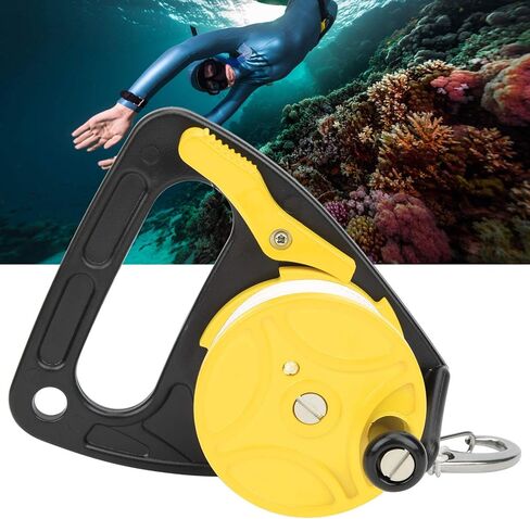 Diving Reel,Portable 150FT Diving Line Reel Multi Purpose Dive Reel Lightweight Diving Equipment with Large Reel Handle Card Position PP Rope Combination(Yellow) Scuba Diving Reel Line in Saudi Arabia