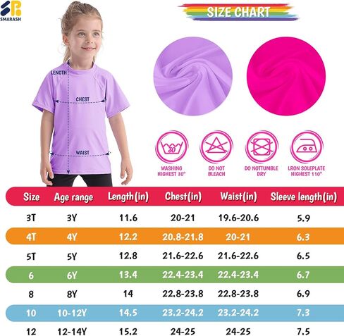 قميص سباحة للفتيات من Rashguard بأكمام قصيرة للأطفال الصغار والشباب، قميص Rashguard المائي بعامل حماية من الأشعة فوق البنفسجية 50+ للسباحة والصيد وعامل حماية من الشمس SPF أرجواني فاتح 5T in Saudi Arabia