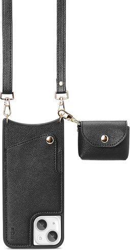 KIQUE Crossbody Phone Case and Wallet - for iPhone 11 11 Pro 11 Pro Max XR 12/12 Pro 12 Pro Max (Black, iPhone 11) in Saudi Arabia