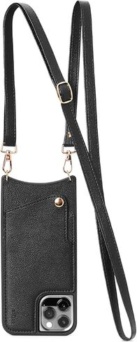 KIQUE Crossbody Phone Case and Wallet - for iPhone 11 11 Pro 11 Pro Max XR 12/12 Pro 12 Pro Max (Black, iPhone 11) in Saudi Arabia