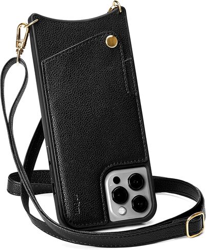 KIQUE Crossbody Phone Case and Wallet - for iPhone 11 11 Pro 11 Pro Max XR 12/12 Pro 12 Pro Max (Black, iPhone 11) in Saudi Arabia